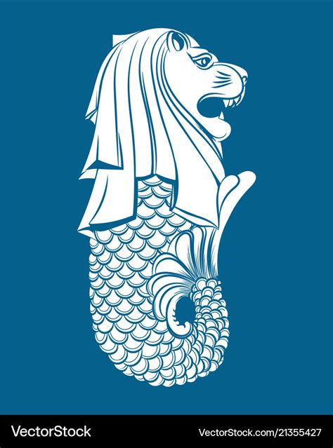 Merlion statue on blue Royalty Free Vector Image