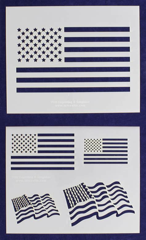 US / American Flag Stencils-8" X 10" -2 Pieces of 14 Mil Mylar - Painting /Crafts/ Templates ...