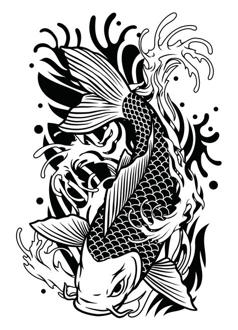 koi fish tattoo design in classic japan style 23172381 Vector Art at ...