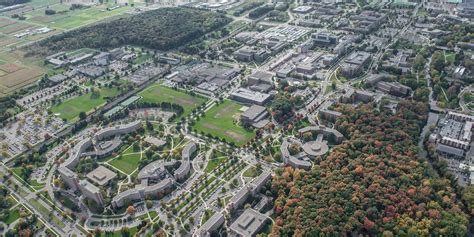 Aerial view of the southeastern side of the campus of Michigan State University, East L ...