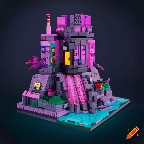 Cyberpunk lego fortress on Craiyon