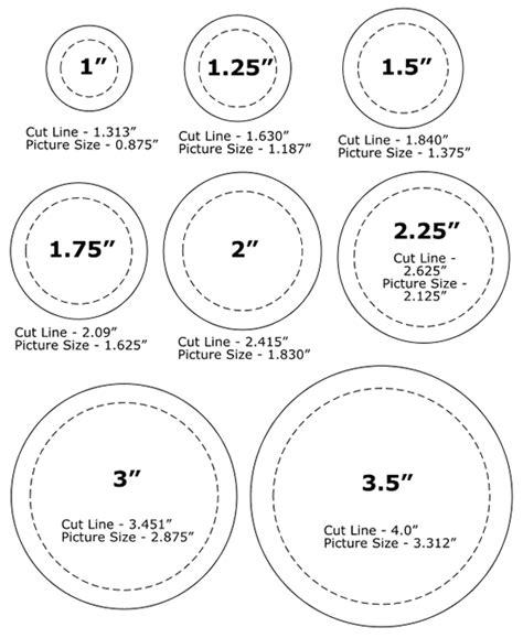 Complete List of Button Sizes - Button Biz | Buttons pinback, Circle template, Diy buttons