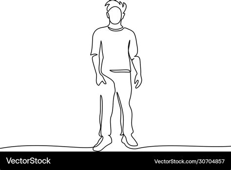 Continuous one line drawing standing man Vector Image