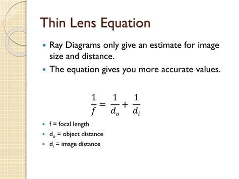 PPT - Pre-AP Physics Thin Lens Equation & Magnification PowerPoint Presentation - ID:2209993