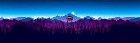 Download 4K Dual Monitor Watchtower In Forest Wallpaper | Wallpapers.com