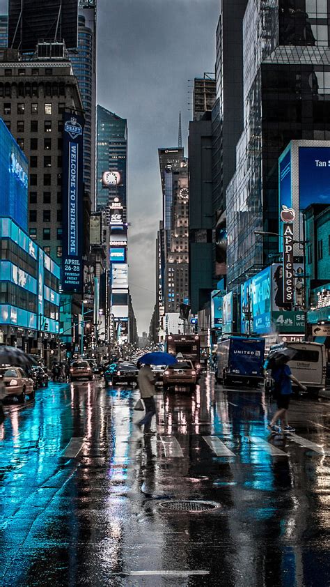 New York, new york, blue, city, night, rain, HD phone wallpaper | Peakpx