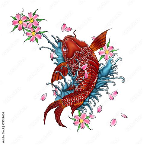 Koi-Fish tattoo design japanese style. Stock Illustration | Adobe Stock