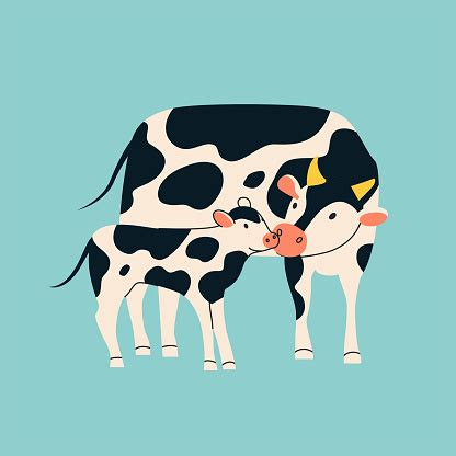 Spotted Cow And Calf Isolated Stock Illustration - Download Image Now ...