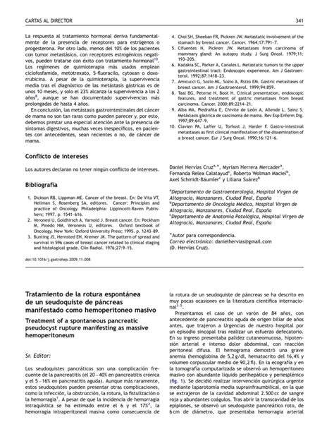 Z - 2010-04 - Treatment of A Spontaneous Pancreatic Pseudocyst Rupture Manifesting As Massive ...