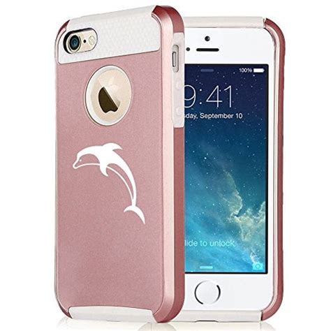 For Apple iPhone 6 Plus 6s Plus Rose Gold Shockproof Impact Hard Soft Case Cover Dolphin (Rose ...