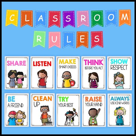 10Pcs Classroom Rules A4 Educational Posters Classroom Decoration Supplies School Posters ...