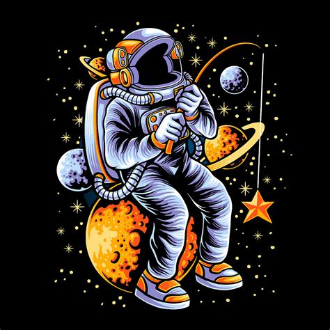 Fishing Astronaut Fisherman Space Cosmic Spaceman Painting by Tony ...