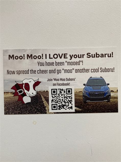 Facebook Moo Moo Subaru Cards Cow Moo'ing Subaroobr - Etsy