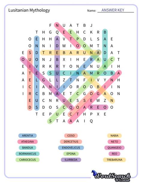 Word Search Puzzle - Lusitanian Mythology