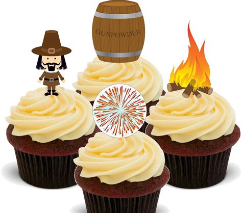 Made4You Bonfire Night - Edible Cupcake Toppers - Stand-up Wafer Cake Decorations (Pack of 12 ...