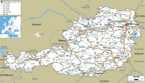 Austria cities map - Detailed map of austria with cities (Western Europe - Europe)