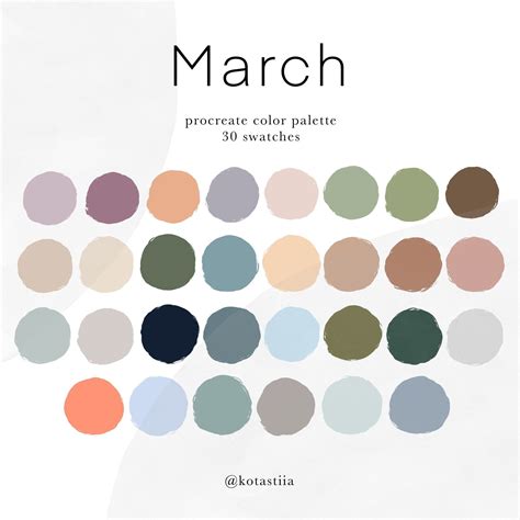 March Procreate Color Palette 30 Handpicked Swatches Spring - Etsy