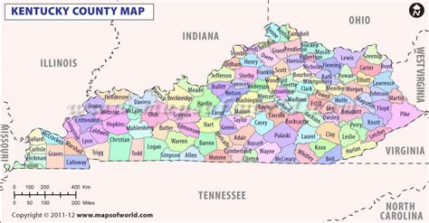 Kentucky Counties Road Map USA