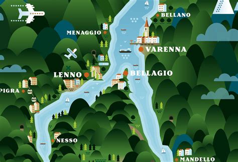 Lago di Como - Illustrated Map - Work - Warwicka Design & Art Direction +44 (0) 1332 224446 The ...