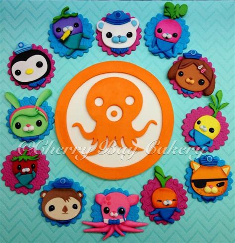 Fondant Octo-alert 6 inch cake topper and #octonauts #vegimals cupcake ...