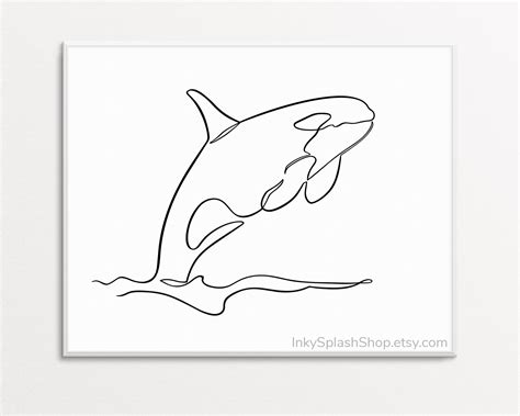 Orca Continuous Line Drawing Killer Whale Minimalist Art Printable Ocean Animal Print Nautical ...