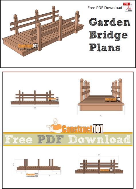 Flat Garden Bridge Plans - PDF Download - Construct101