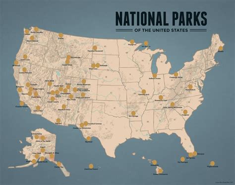 US National Parks Scratch-Off Checklist Map 11x14 Print - Best Maps Ever