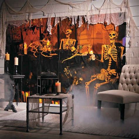 Haunted Skeleton Banquet Backdrop Halloween Decoration | Halloween photo booth, Halloween ...