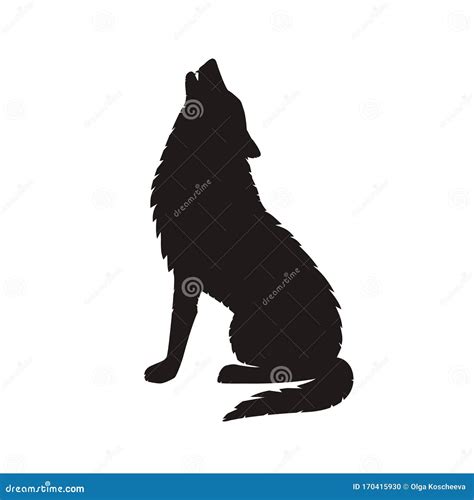 Silhouette of a Wolf Howling at the Moon Stock Vector - Illustration of head, face: 170415930