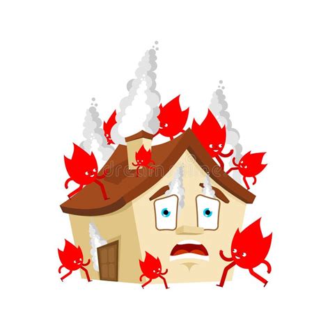 House on Fire Cartoon Style. Fire Run through the House Stock Vector ...