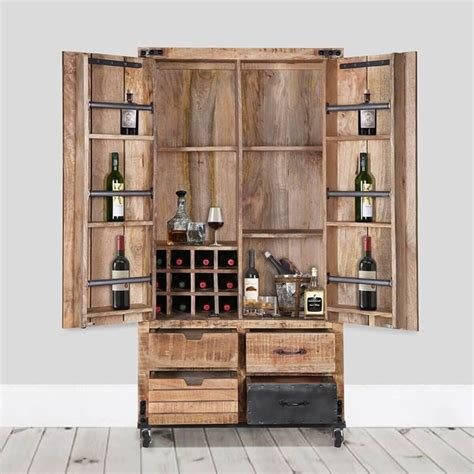 Savannah Industrial Reclaimed Wood Portable Wine Bar Cabinet | Wine bar cabinet, Corner bar ...