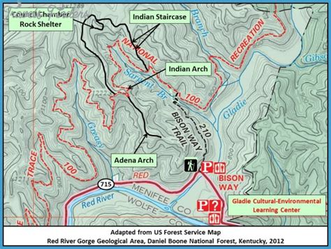 Red River Gorge Hiking Trails Map - TravelsFinders.Com