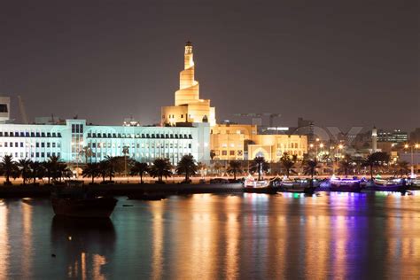 Doha Corniche at night, Qatar | Stock image | Colourbox