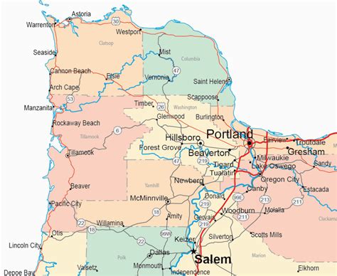 Oregon County Map with Major Cities | secretmuseum