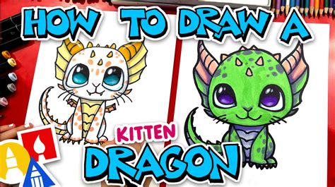 How To Draw A Mythical Kitten Dragon - Art For Kids Hub