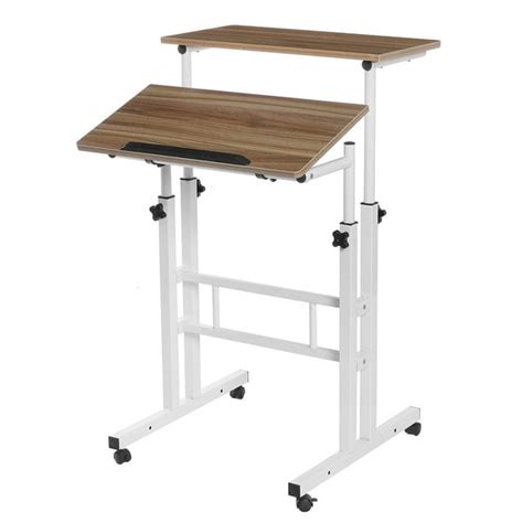 2 Tier Computer Laptop Mobile Standing Desk, Multifunctional Stand-Up ...