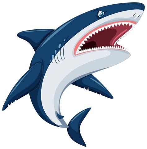 Free Vector | Aggressive great white shark cartoon