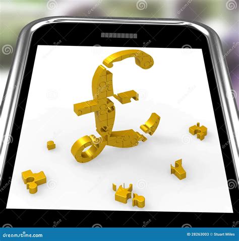 Pound Symbol On Smartphone Shows Britain Currency Stock Photos - Image: 28263003