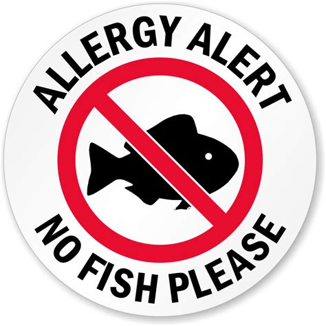 Allergy Alert No Fish Please Door Decal Signs, SKU: LB-2983 - MySafetySign.com