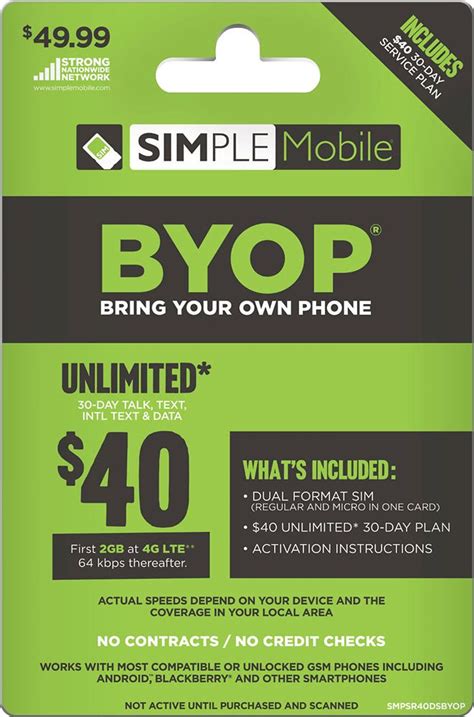 Simple Mobile - Bring Your Own Phone SIM Card Kit Verizon Phones ...