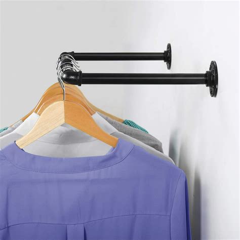 Wall Mounted Clothes Rack, 22-Inch Industrial Pipe Coat Hanger Clothes Rack, Multi-Purpose ...