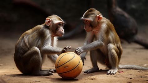 Premium AI Image | Two monkeys playing with a ball