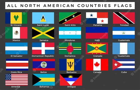 Premium Vector | Set of flags of north american countries vector image