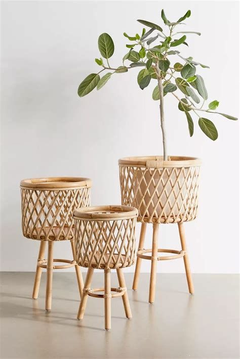 Rattan Standing Planter | Planter stand, Decor, Rattan