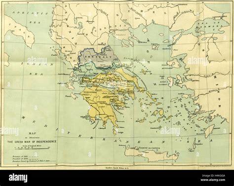 Map, the War of Greek Independence, 1821 to 1833, 19th century ...