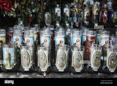 Wide angle of novena candles Stock Photo - Alamy