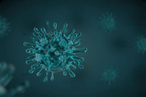 3d illustration, close up of microscope Influenza Virus on blue background ⋆ Nürnberger Blatt