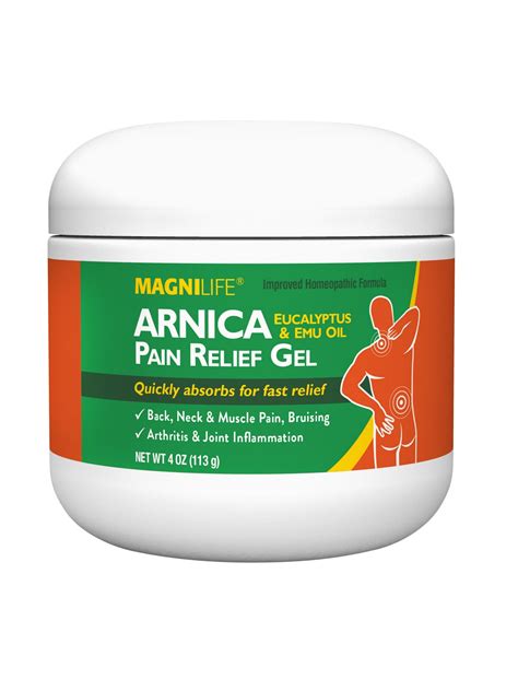 MagniLife Arnica Pain Relief Gel with Eucalyptus and Emu Oil - Homeopathic Sore Muscle Arthritis ...