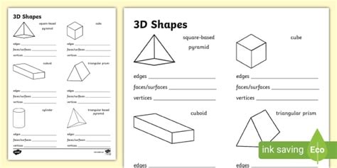 3d Shapes Worksheets