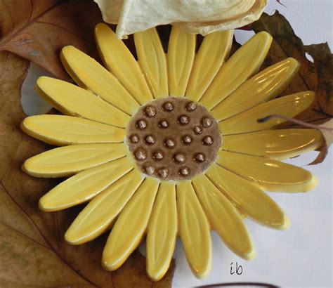 Sunflower Ceramic Dish Pottery Jewelry Plate Summer by Ceraminic